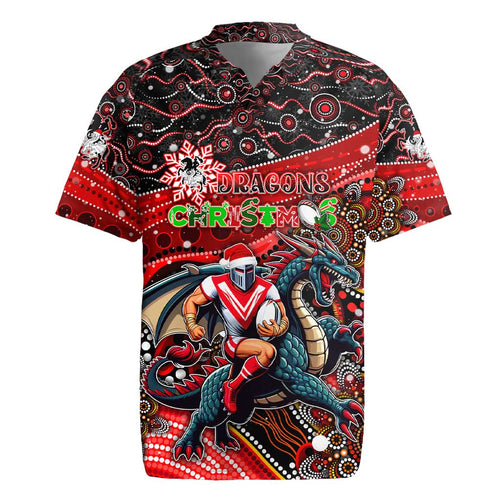 Merry Christmas Dragons Rugby Jersey Aboriginal Santa Rugby Mascot - St George Illawarra