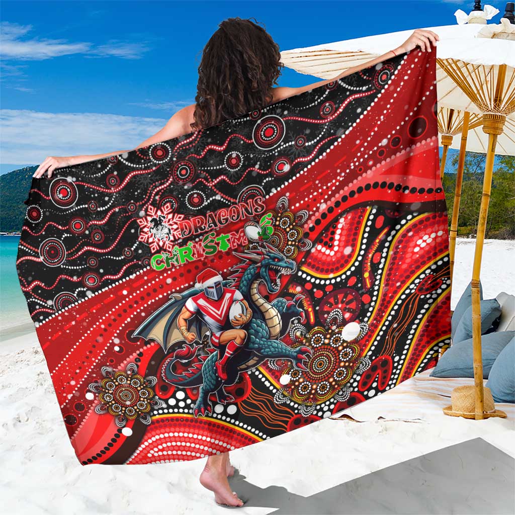 Merry Christmas Dragons Sarong Aboriginal Santa Rugby Mascot - St George Illawarra