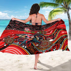 Merry Christmas Dragons Sarong Aboriginal Santa Rugby Mascot - St George Illawarra