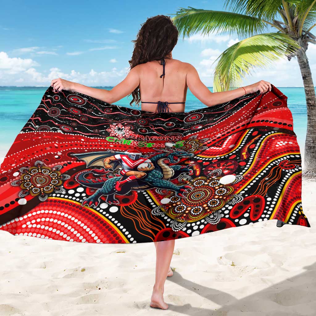 Merry Christmas Dragons Sarong Aboriginal Santa Rugby Mascot - St George Illawarra