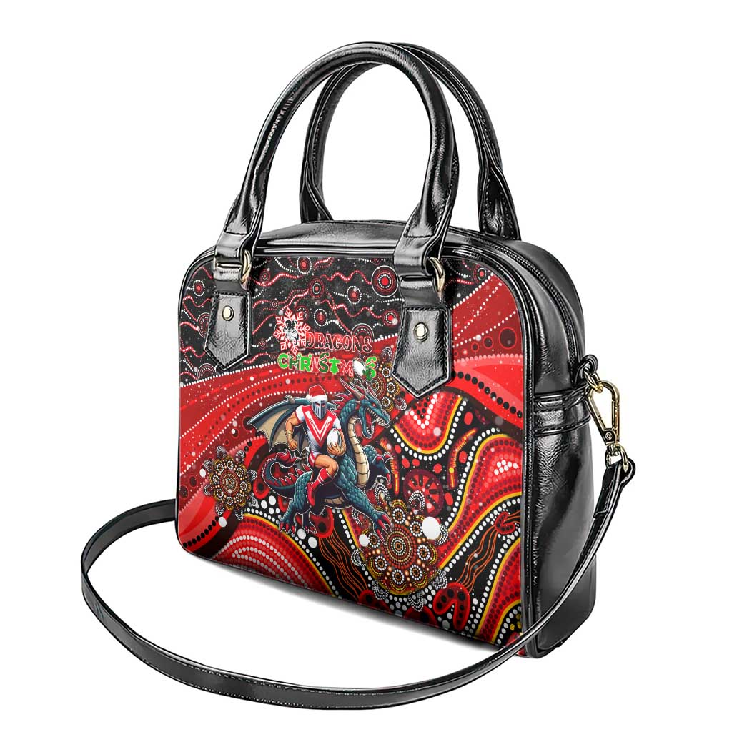 Merry Christmas Dragons Shoulder Handbag Aboriginal Santa Rugby Mascot - St George Illawarra