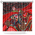Merry Christmas Dragons Shower Curtain Aboriginal Santa Rugby Mascot - St George Illawarra