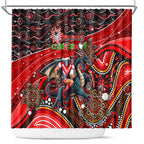 Merry Christmas Dragons Shower Curtain Aboriginal Santa Rugby Mascot - St George Illawarra