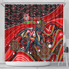 Merry Christmas Dragons Shower Curtain Aboriginal Santa Rugby Mascot - St George Illawarra