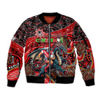Merry Christmas Dragons Sleeve Zip Bomber Jacket Aboriginal Santa Rugby Mascot - St George Illawarra