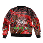 Merry Christmas Dragons Sleeve Zip Bomber Jacket Aboriginal Santa Rugby Mascot - St George Illawarra