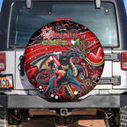 Merry Christmas Dragons Spare Tire Cover Aboriginal Santa Rugby Mascot - St George Illawarra