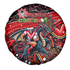 Merry Christmas Dragons Spare Tire Cover Aboriginal Santa Rugby Mascot - St George Illawarra