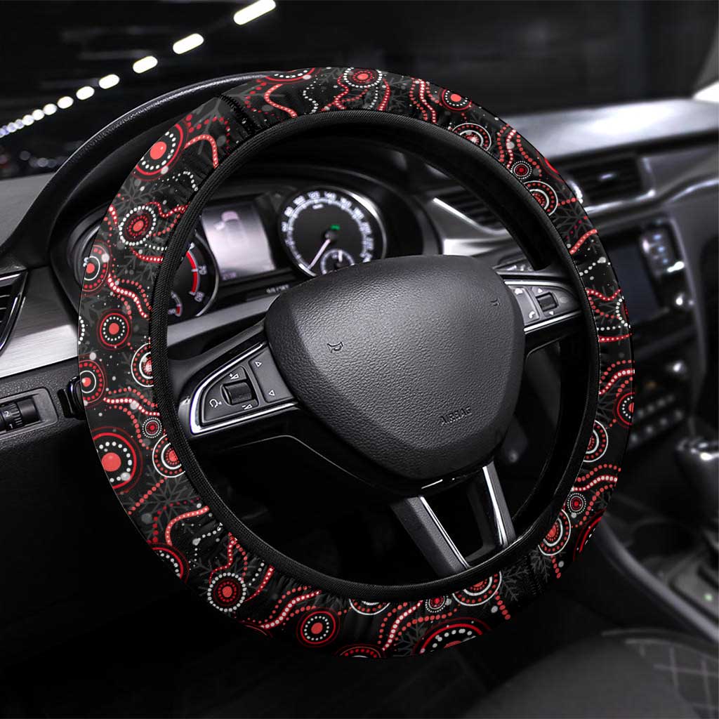 Merry Christmas Dragons Steering Wheel Cover Aboriginal Santa Rugby Mascot - St George Illawarra