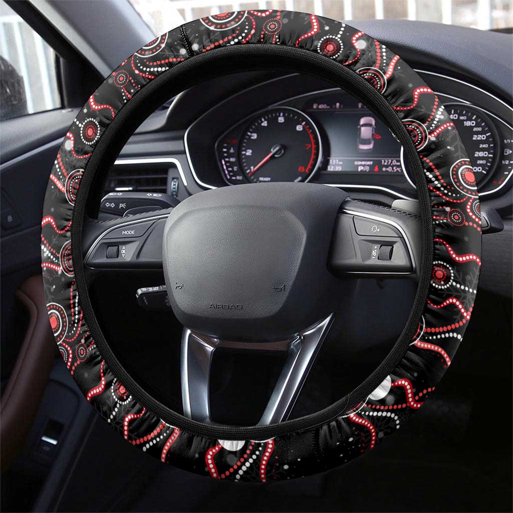 Merry Christmas Dragons Steering Wheel Cover Aboriginal Santa Rugby Mascot - St George Illawarra