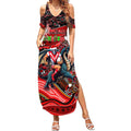 Merry Christmas Dragons Summer Maxi Dress Aboriginal Santa Rugby Mascot - St George Illawarra