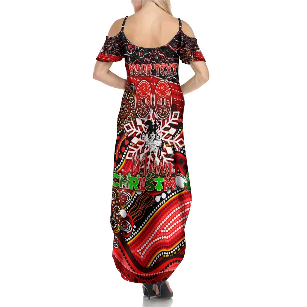 Merry Christmas Dragons Summer Maxi Dress Aboriginal Santa Rugby Mascot - St George Illawarra