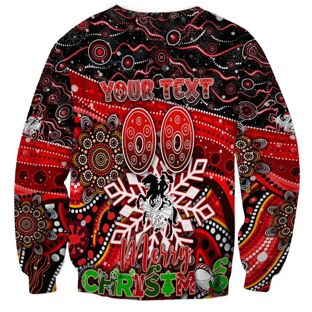 Merry Christmas Dragons Sweatshirt Aboriginal Santa Rugby Mascot - St George Illawarra
