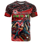Merry Christmas Dragons T Shirt Aboriginal Santa Rugby Mascot - St George Illawarra