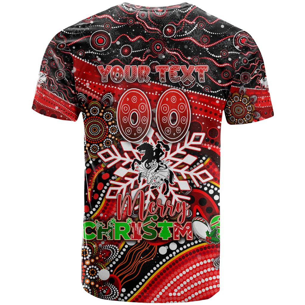 Merry Christmas Dragons T Shirt Aboriginal Santa Rugby Mascot - St George Illawarra