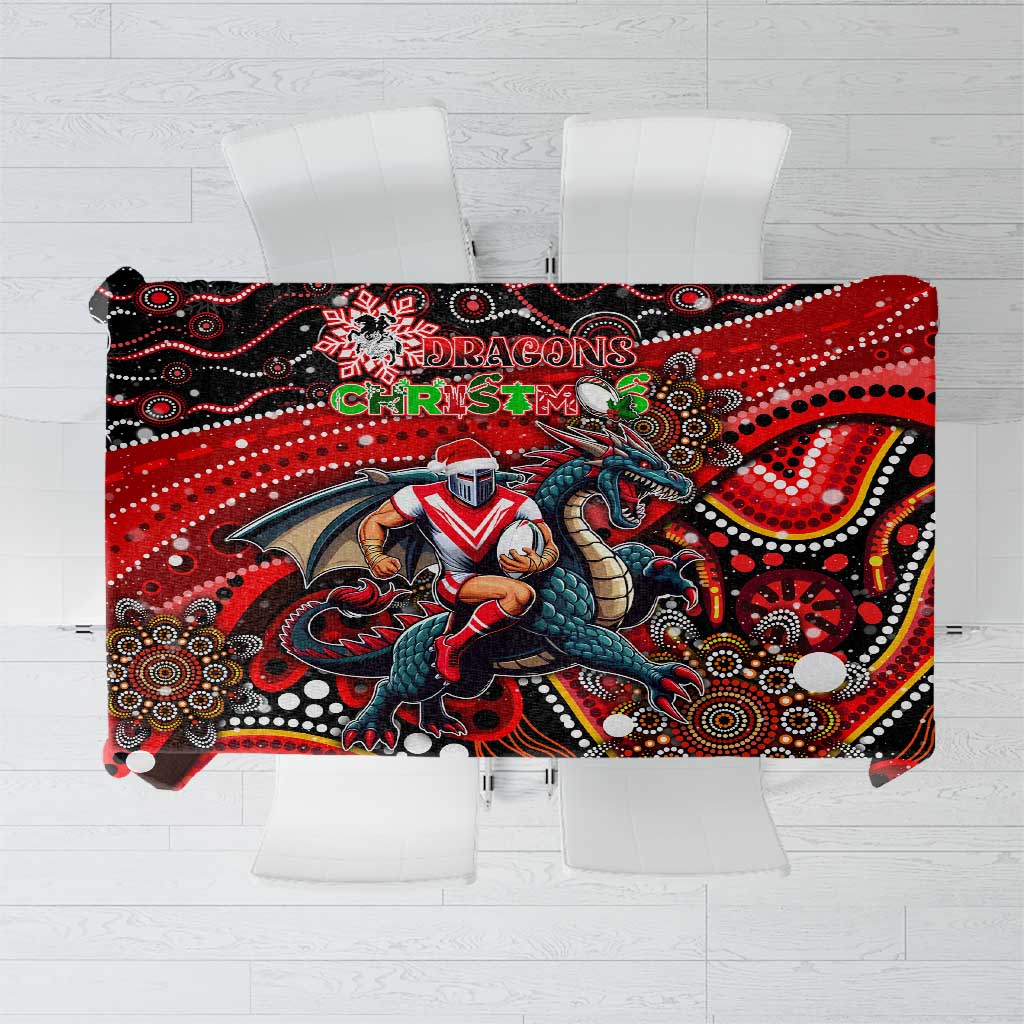 Merry Christmas Dragons Tablecloth Aboriginal Santa Rugby Mascot - St George Illawarra