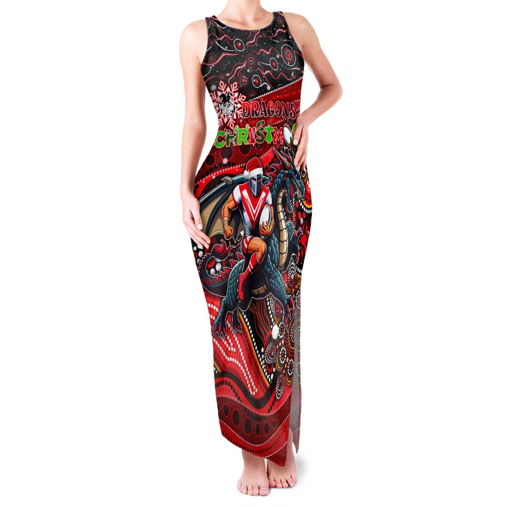 Merry Christmas Dragons Tank Maxi Dress Aboriginal Santa Rugby Mascot - St George Illawarra