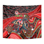Merry Christmas Dragons Tapestry Aboriginal Santa Rugby Mascot - St George Illawarra