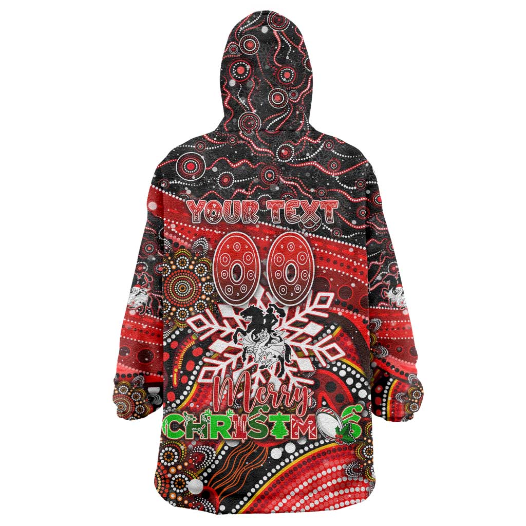 Merry Christmas Dragons Wearable Blanket Hoodie Aboriginal Santa Rugby Mascot - St George Illawarra