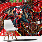 Merry Christmas Dragons Window Curtain Aboriginal Santa Rugby Mascot - St George Illawarra