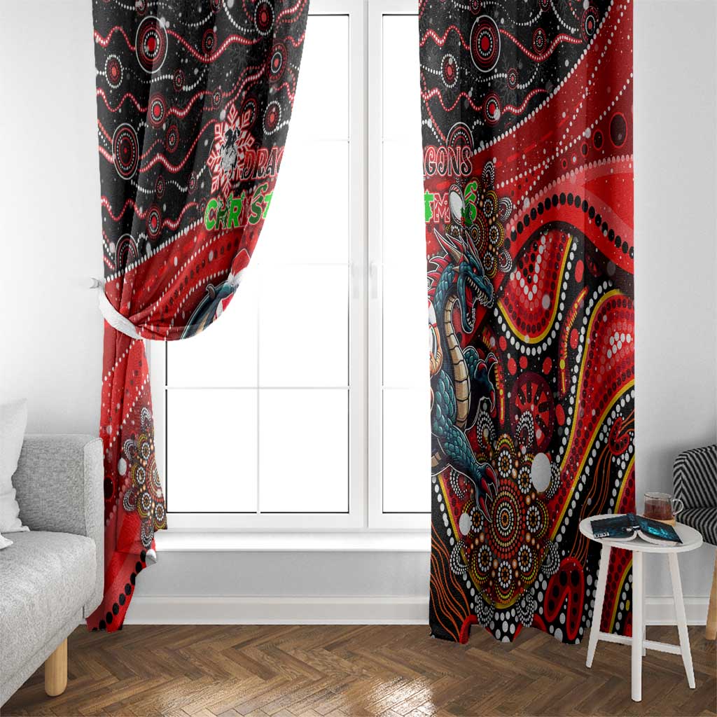 Merry Christmas Dragons Window Curtain Aboriginal Santa Rugby Mascot - St George Illawarra