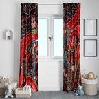 Merry Christmas Dragons Window Curtain Aboriginal Santa Rugby Mascot - St George Illawarra