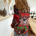 Merry Christmas Dragons Women Casual Shirt Aboriginal Santa Rugby Mascot - St George Illawarra