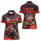 Merry Christmas Dragons Women Polo Shirt Aboriginal Santa Rugby Mascot - St George Illawarra