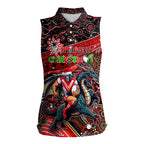 Merry Christmas Dragons Women Sleeveless Polo Shirt Aboriginal Santa Rugby Mascot - St George Illawarra