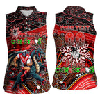 Merry Christmas Dragons Women Sleeveless Polo Shirt Aboriginal Santa Rugby Mascot - St George Illawarra