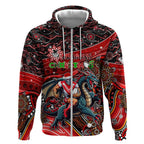 Merry Christmas Dragons Zip Hoodie Aboriginal Santa Rugby Mascot - St George Illawarra