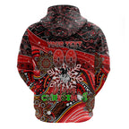 Merry Christmas Dragons Zip Hoodie Aboriginal Santa Rugby Mascot - St George Illawarra