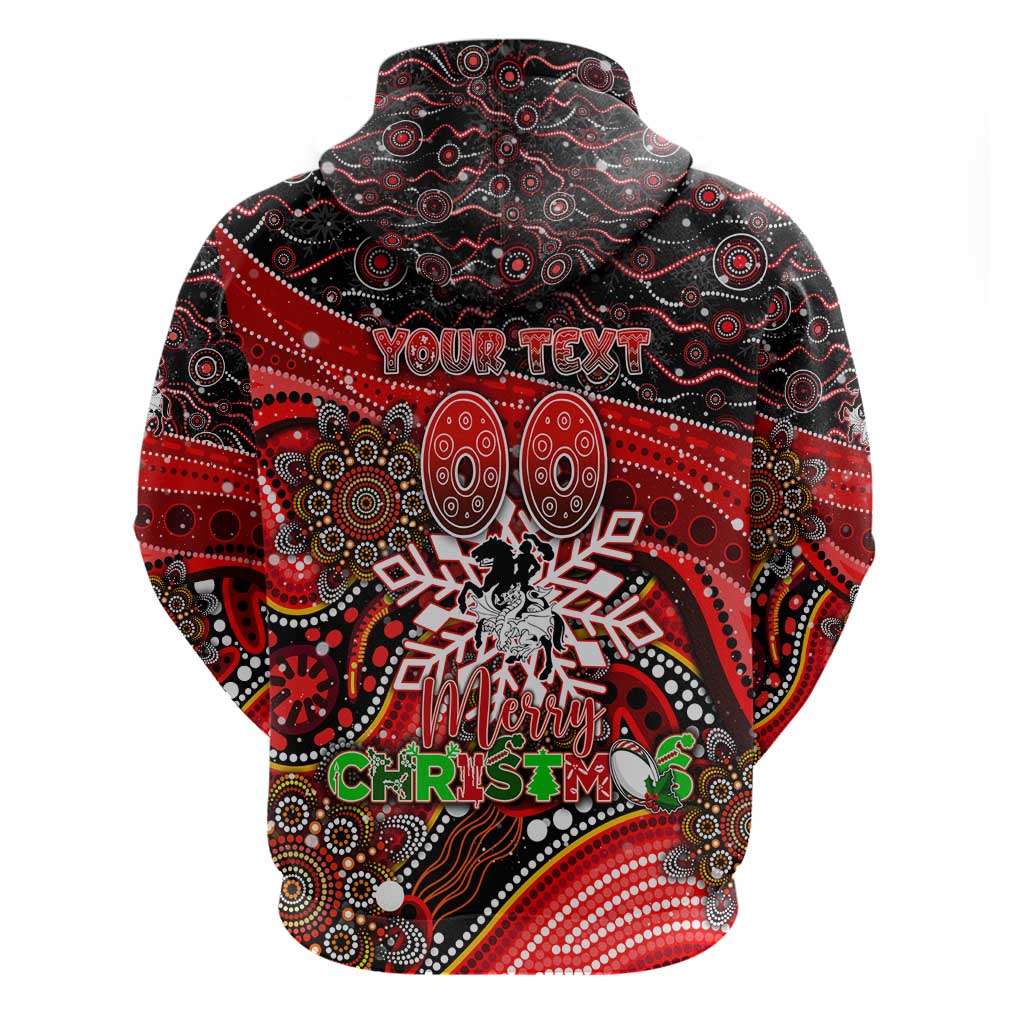 Merry Christmas Dragons Zip Hoodie Aboriginal Santa Rugby Mascot - St George Illawarra