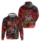 Merry Christmas Dragons Zip Hoodie Aboriginal Santa Rugby Mascot - St George Illawarra