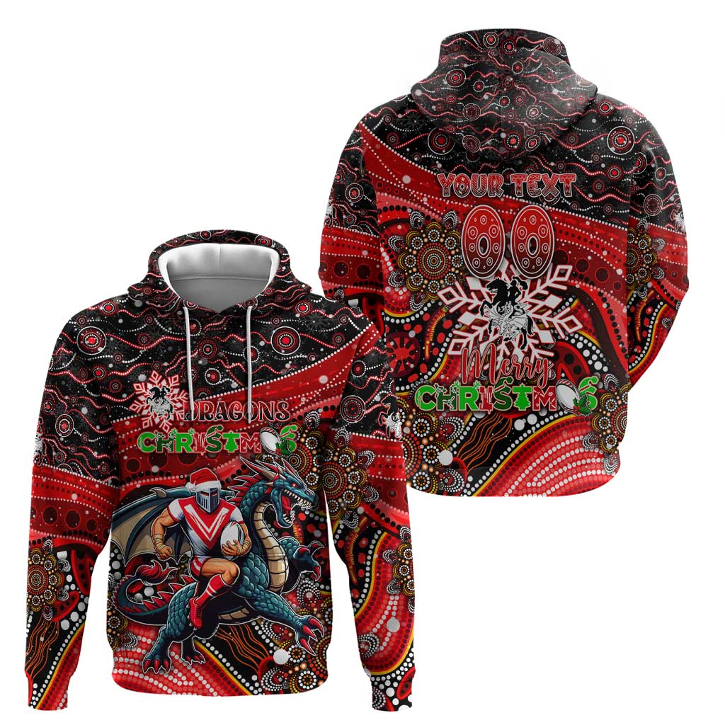 Merry Christmas Dragons Zip Hoodie Aboriginal Santa Rugby Mascot - St George Illawarra