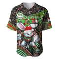 Merry Christmas Rabbitohs Baseball Jersey Aboriginal Santa Rugby Mascot - South Sydney Bunnies