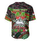 Merry Christmas Rabbitohs Baseball Jersey Aboriginal Santa Rugby Mascot - South Sydney Bunnies