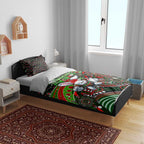 Merry Christmas Rabbitohs Bedding Set Aboriginal Santa Rugby Mascot - South Sydney Bunnies