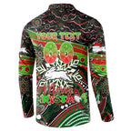 Merry Christmas Rabbitohs Button Sweatshirt Aboriginal Santa Rugby Mascot - South Sydney Bunnies