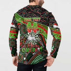 Merry Christmas Rabbitohs Button Sweatshirt Aboriginal Santa Rugby Mascot - South Sydney Bunnies