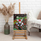 Merry Christmas Rabbitohs Canvas Wall Art Aboriginal Santa Rugby Mascot - South Sydney Bunnies