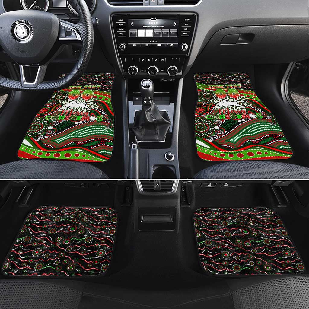Merry Christmas Rabbitohs Car Mats Aboriginal Santa Rugby Mascot - South Sydney Bunnies