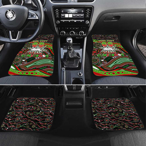 Merry Christmas Rabbitohs Car Mats Aboriginal Santa Rugby Mascot - South Sydney Bunnies