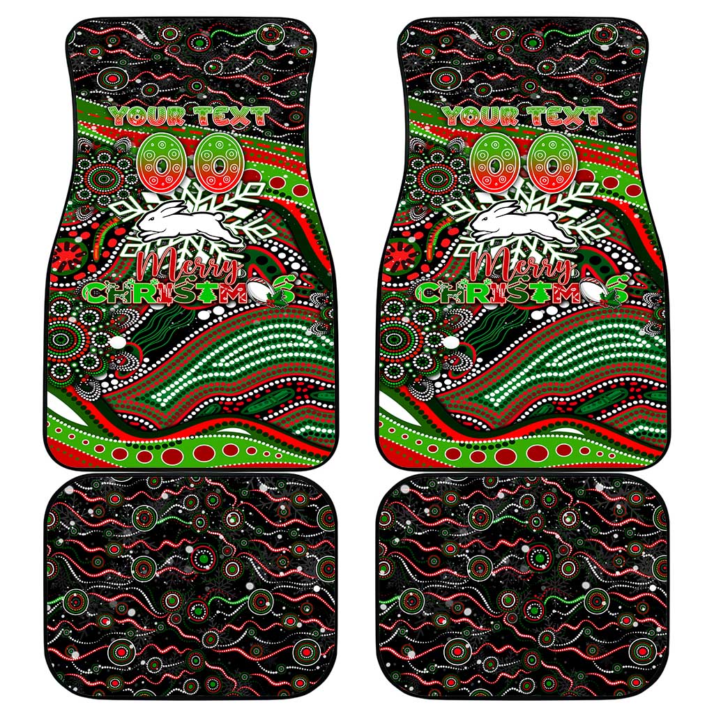 Merry Christmas Rabbitohs Car Mats Aboriginal Santa Rugby Mascot - South Sydney Bunnies