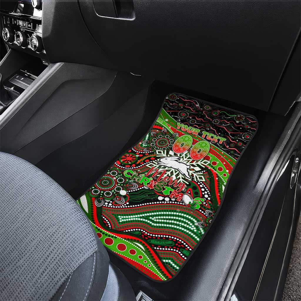 Merry Christmas Rabbitohs Car Mats Aboriginal Santa Rugby Mascot - South Sydney Bunnies