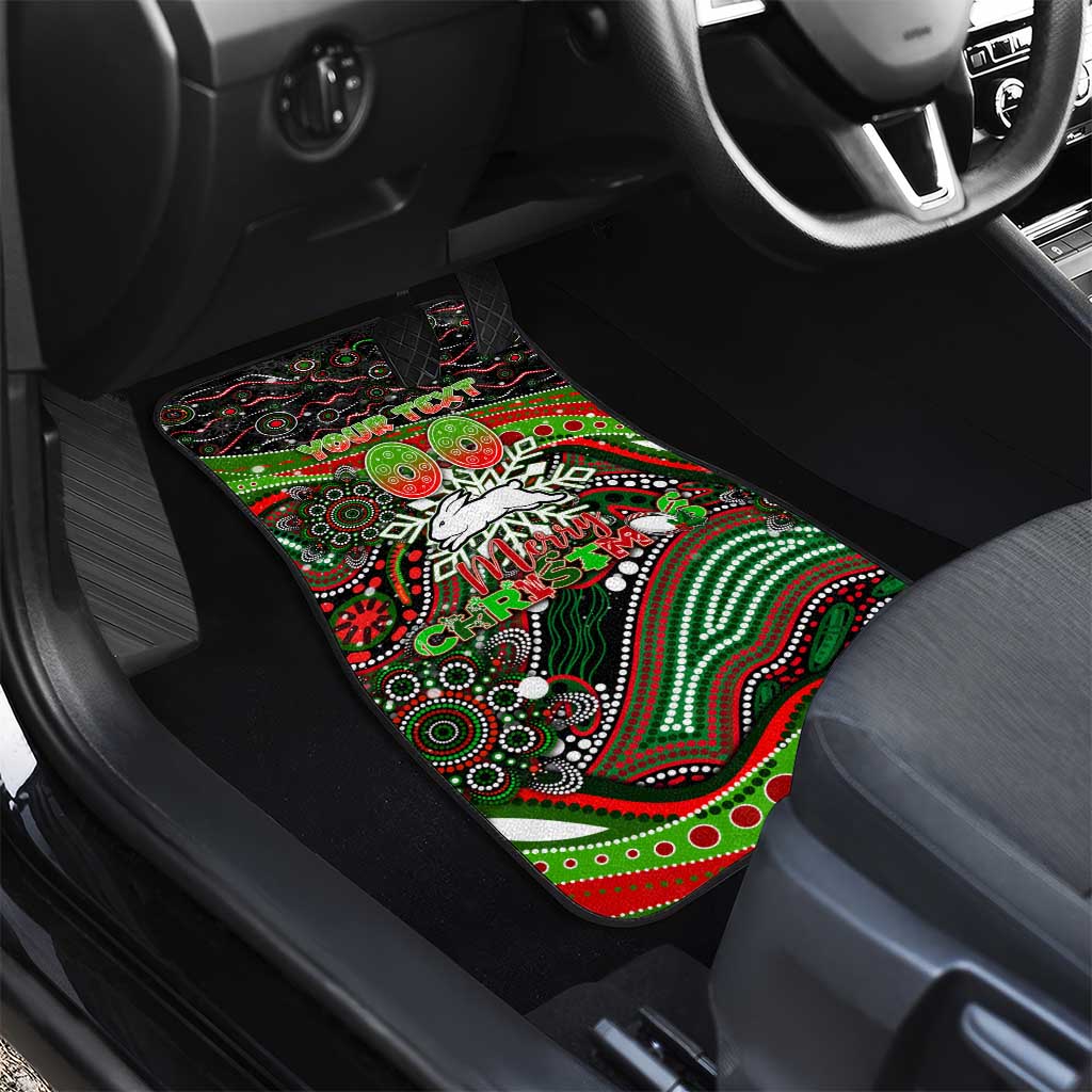 Merry Christmas Rabbitohs Car Mats Aboriginal Santa Rugby Mascot - South Sydney Bunnies