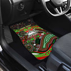 Merry Christmas Rabbitohs Car Mats Aboriginal Santa Rugby Mascot - South Sydney Bunnies