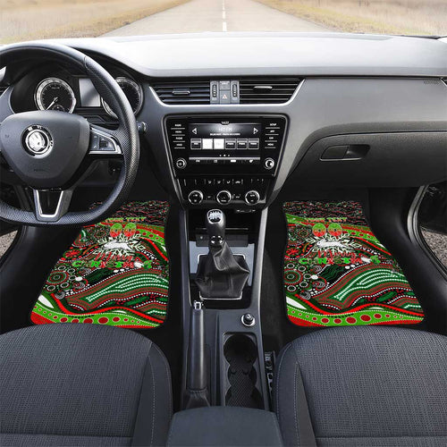 Merry Christmas Rabbitohs Car Mats Aboriginal Santa Rugby Mascot - South Sydney Bunnies
