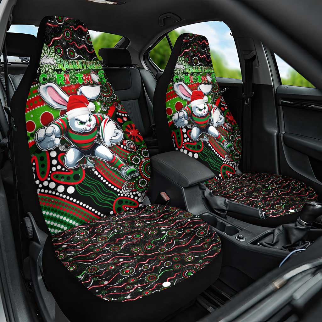 Merry Christmas Rabbitohs Car Seat Cover Aboriginal Santa Rugby Mascot - South Sydney Bunnies