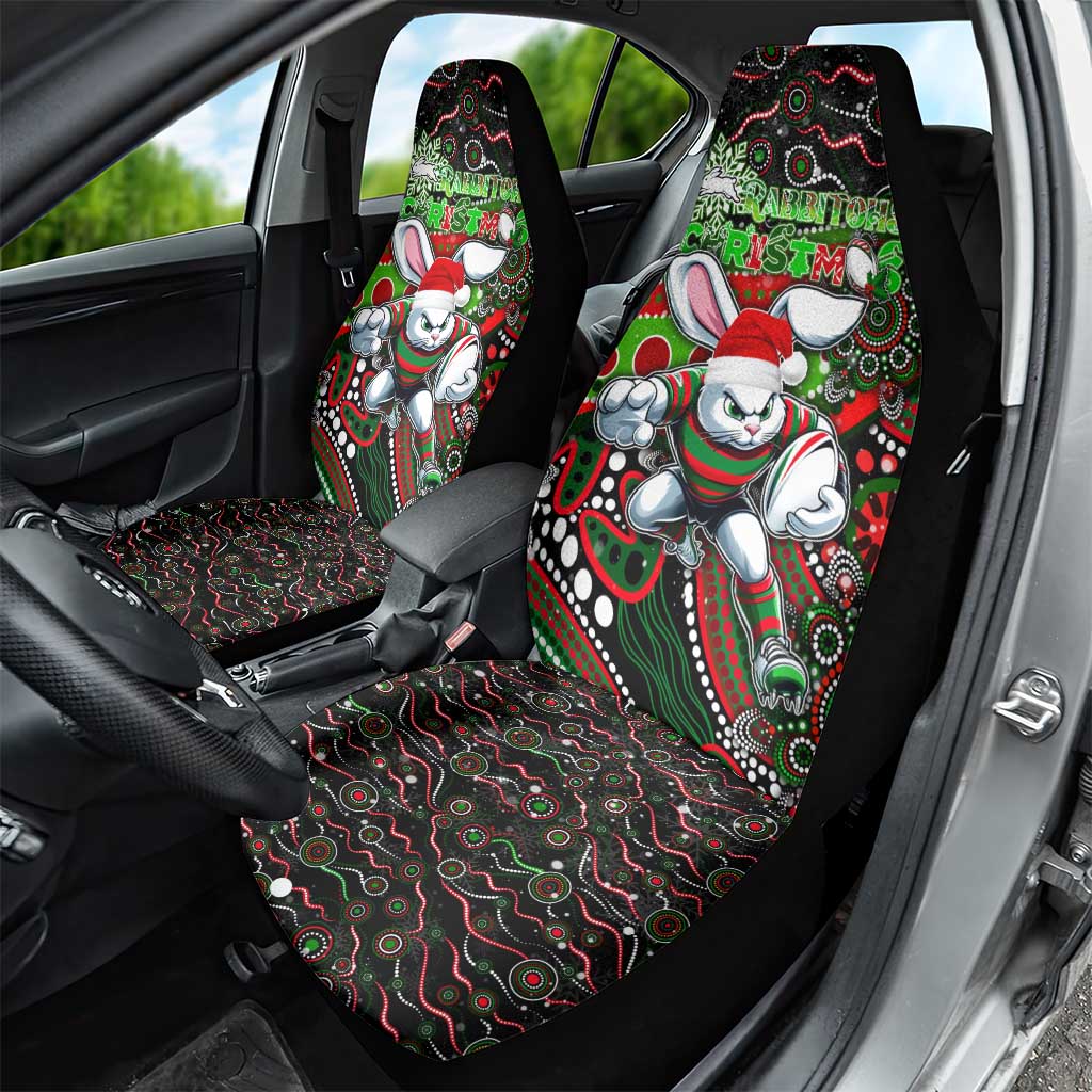 Merry Christmas Rabbitohs Car Seat Cover Aboriginal Santa Rugby Mascot - South Sydney Bunnies